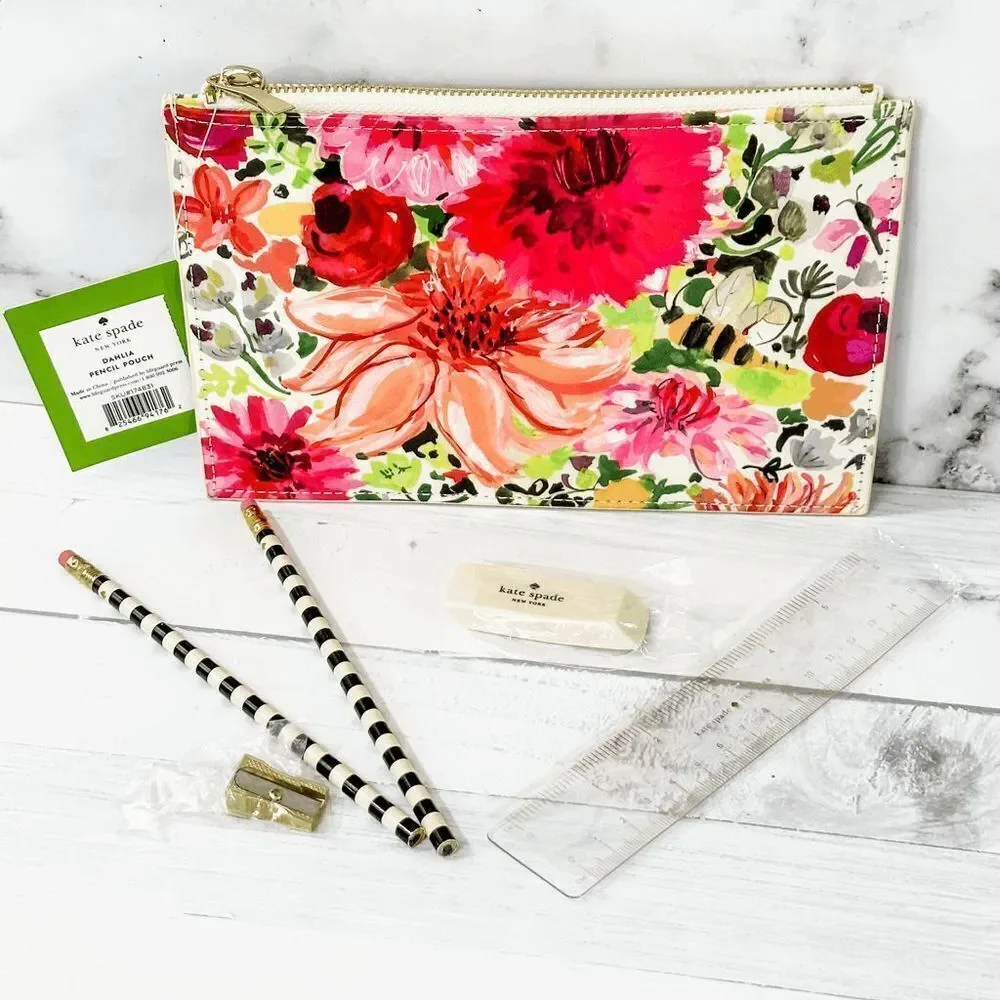 kate spade new york dahlia pencil pouch and bonus pack